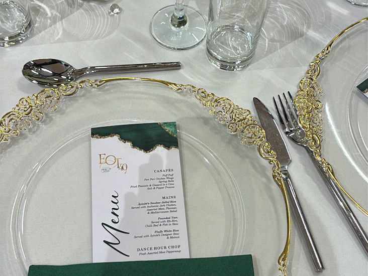 Gold rim charger plate