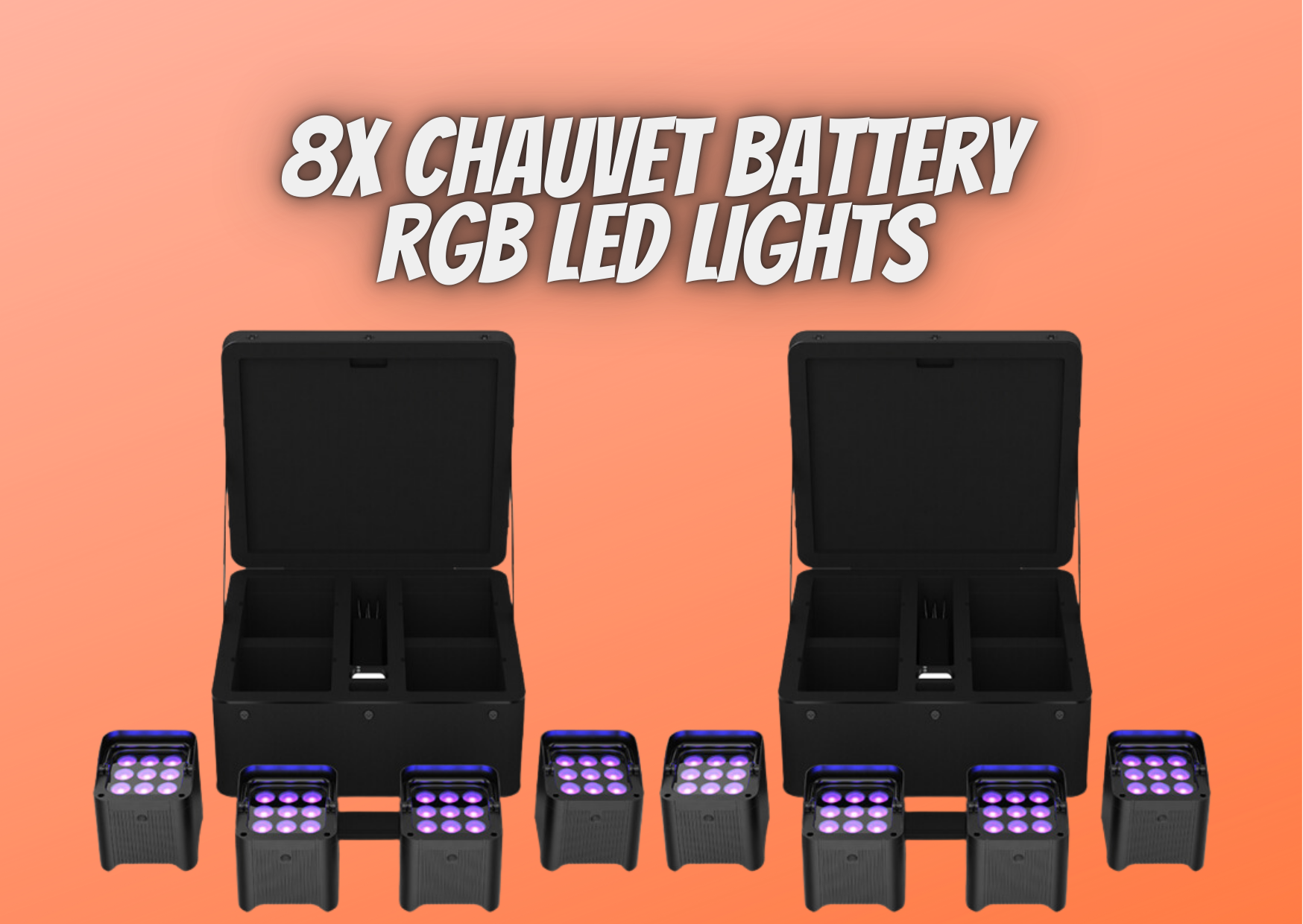 8x chauvet dj freedom par h9 ip x4 battery-powered lights uplights