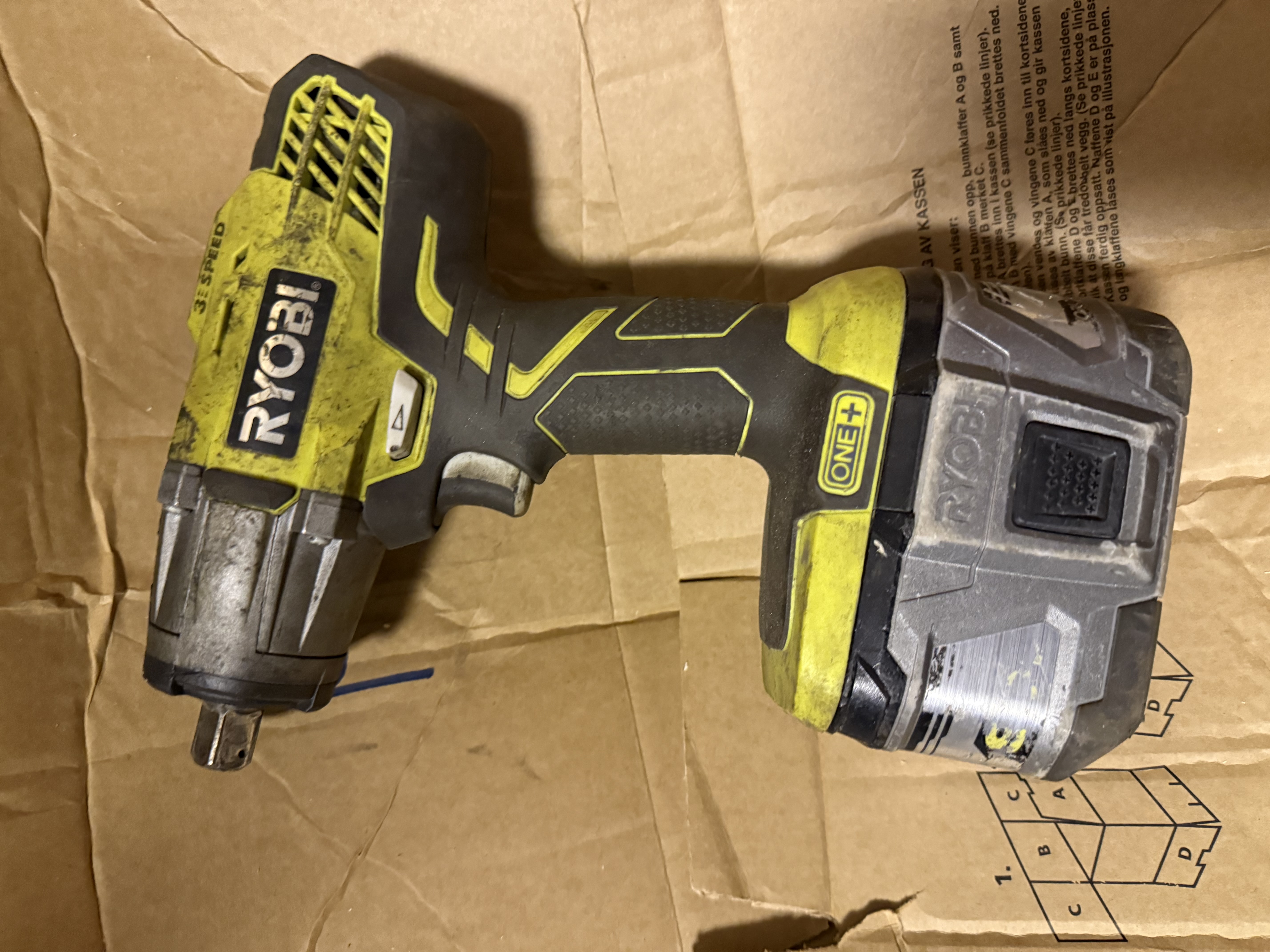 Ryobi r18iw3 18v batteridrevet muttertrekker