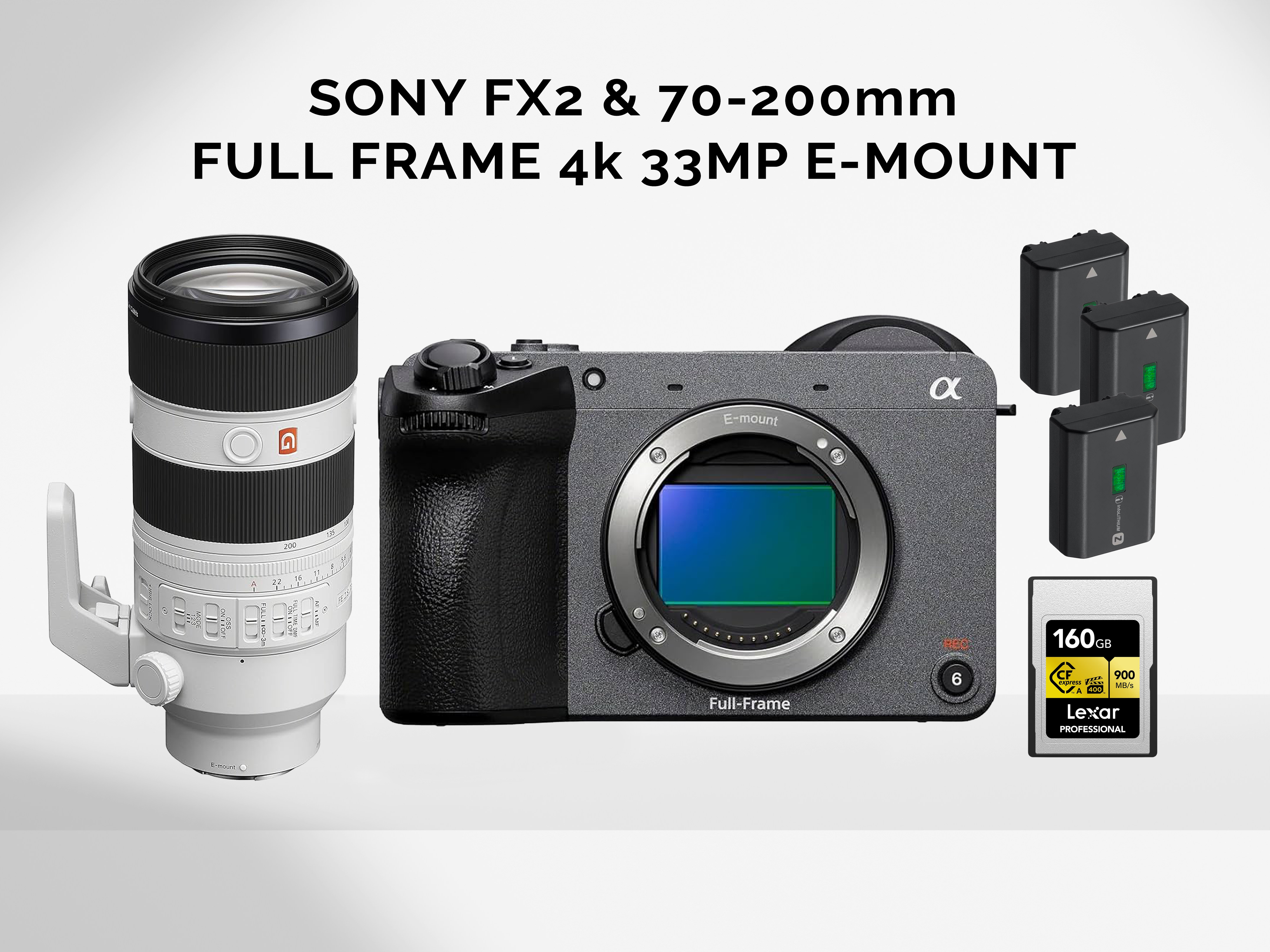 Sony fx2 with 70-200mm f2.8 g master ii lens 4k cinema camera package