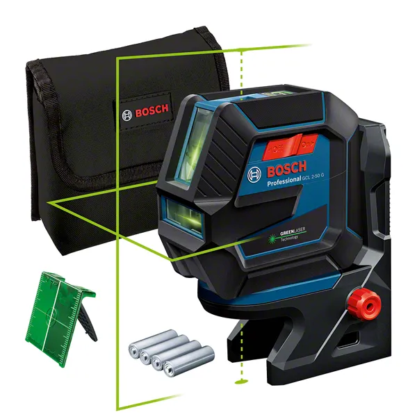 Bosch pro gcl 2-50 g green laser level with mount,  tripod and laser receiver
