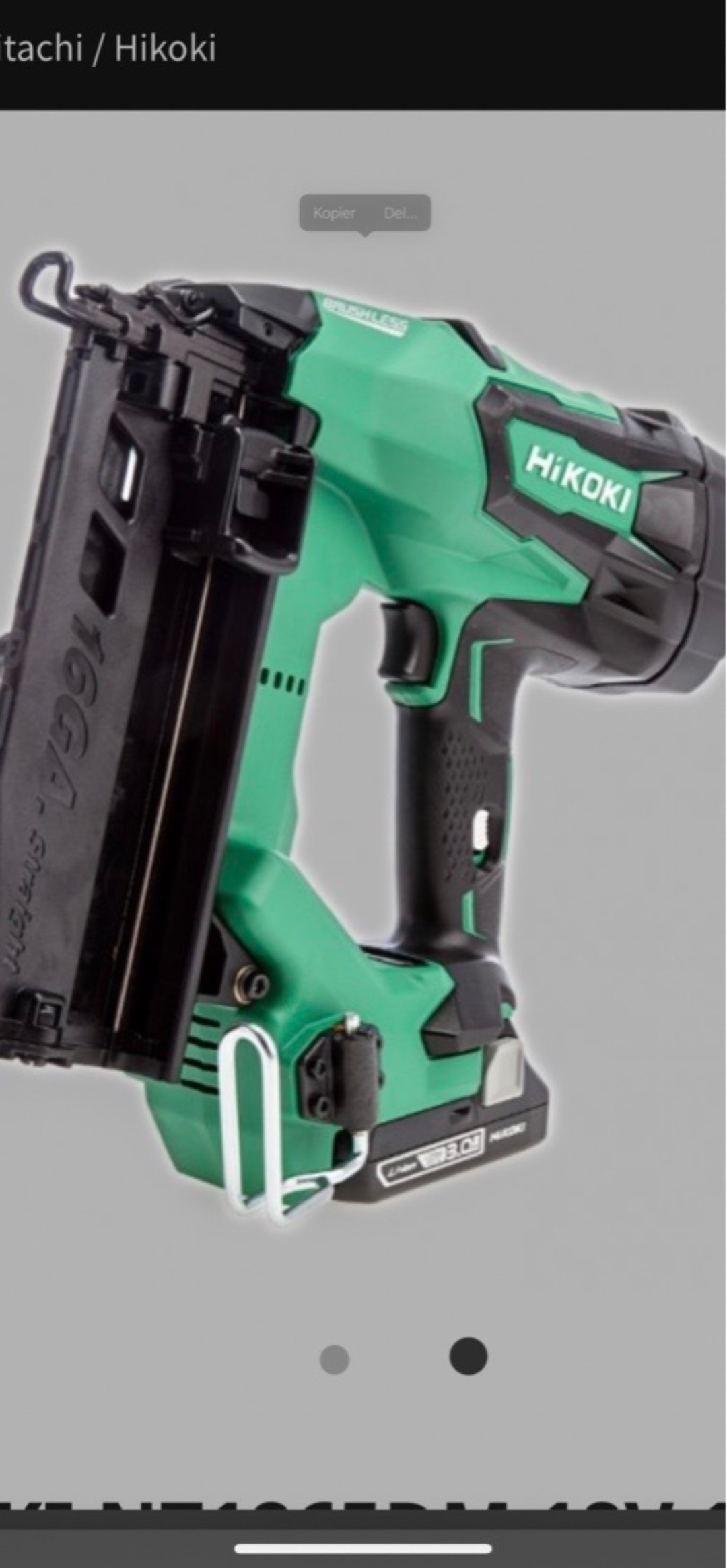 Hikoki batteridrevet dykkert spikerpistol 