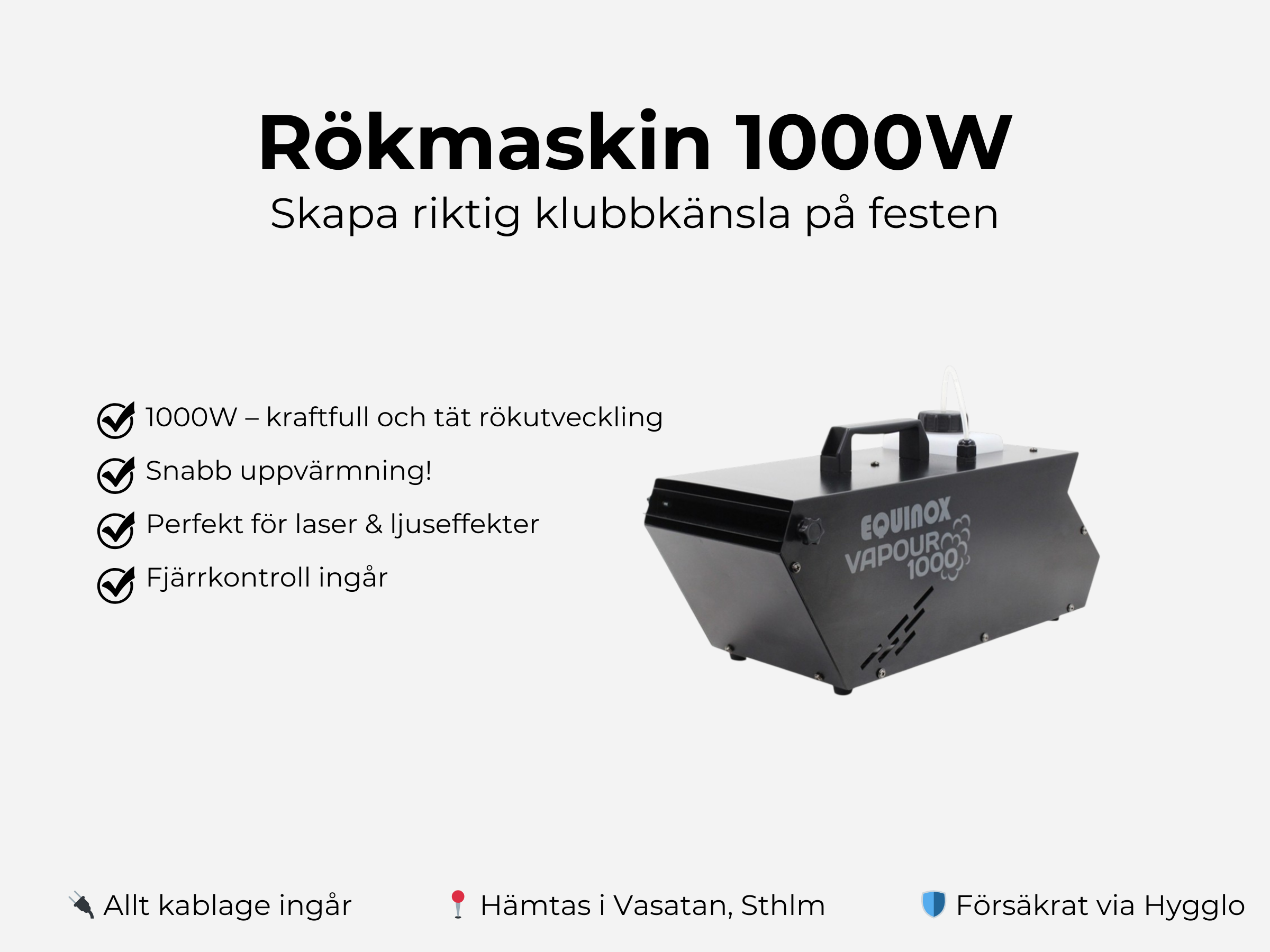 Kraftfull rökmaskin 1000w – equinox vapour 1000