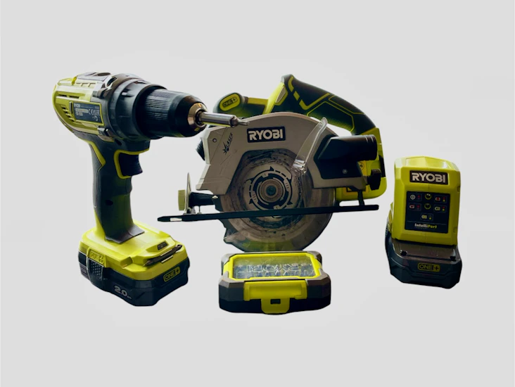 Ryobi verktøysett – sirkelsag, drill og lader