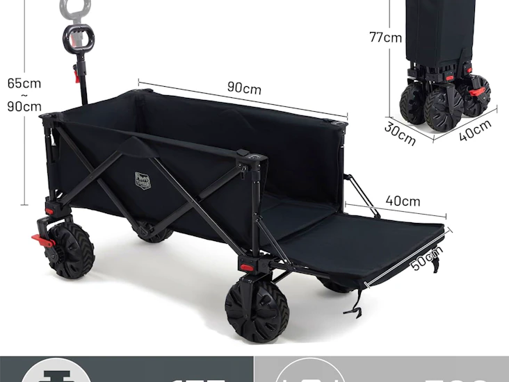 Foldable trolley / cart 300l with brakes / 135kg max load