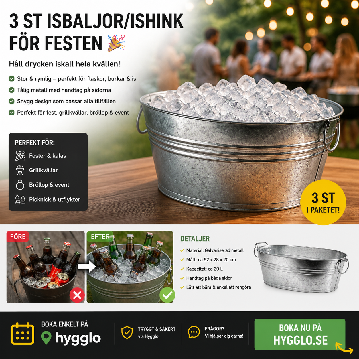 🎉 3 st isbaljor / ishinkar uthyres 