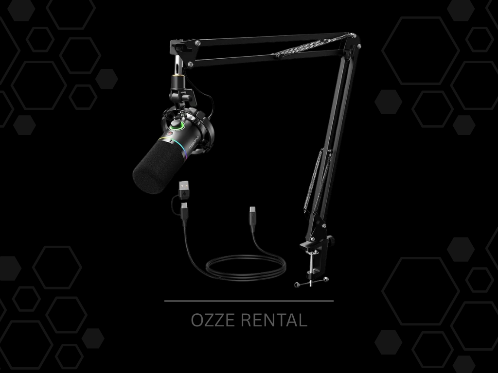 Maono xlr/usb dynamic microphone set, rgb podcast microphone  pd200xs black