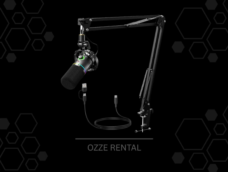 Maono xlr/usb dynamic microphone set, rgb podcast microphone pd200xs black