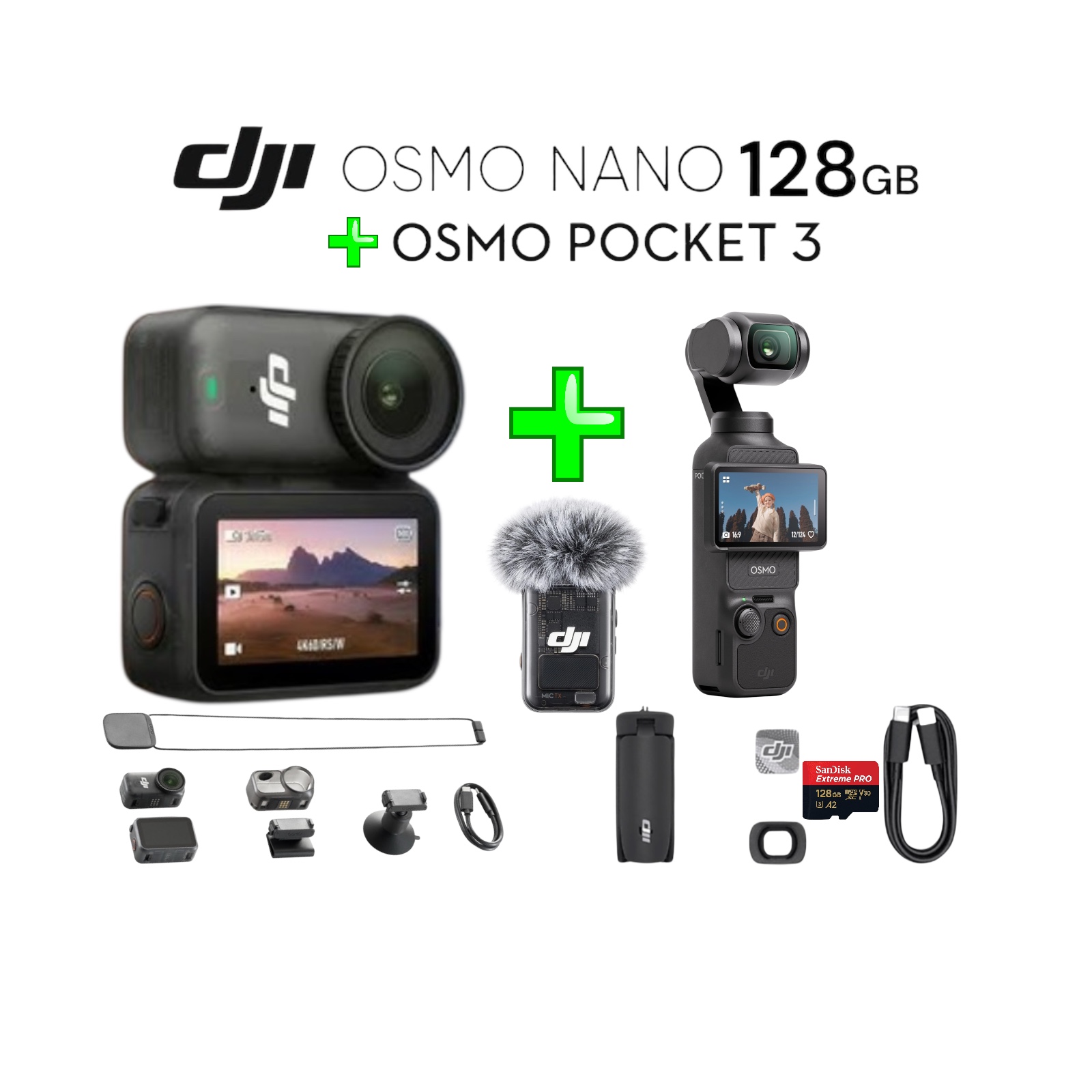  dji osmo nano standard combo 128gb + dji osmo pocket 3 creator combo 4k camera