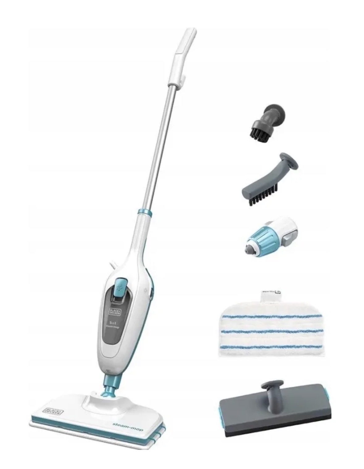 Dampvasker/dampmopp black & decker 5-i-1 – kjemikaliefri rengjøring av gulv, bad, kjøkken, glass og tekstiler