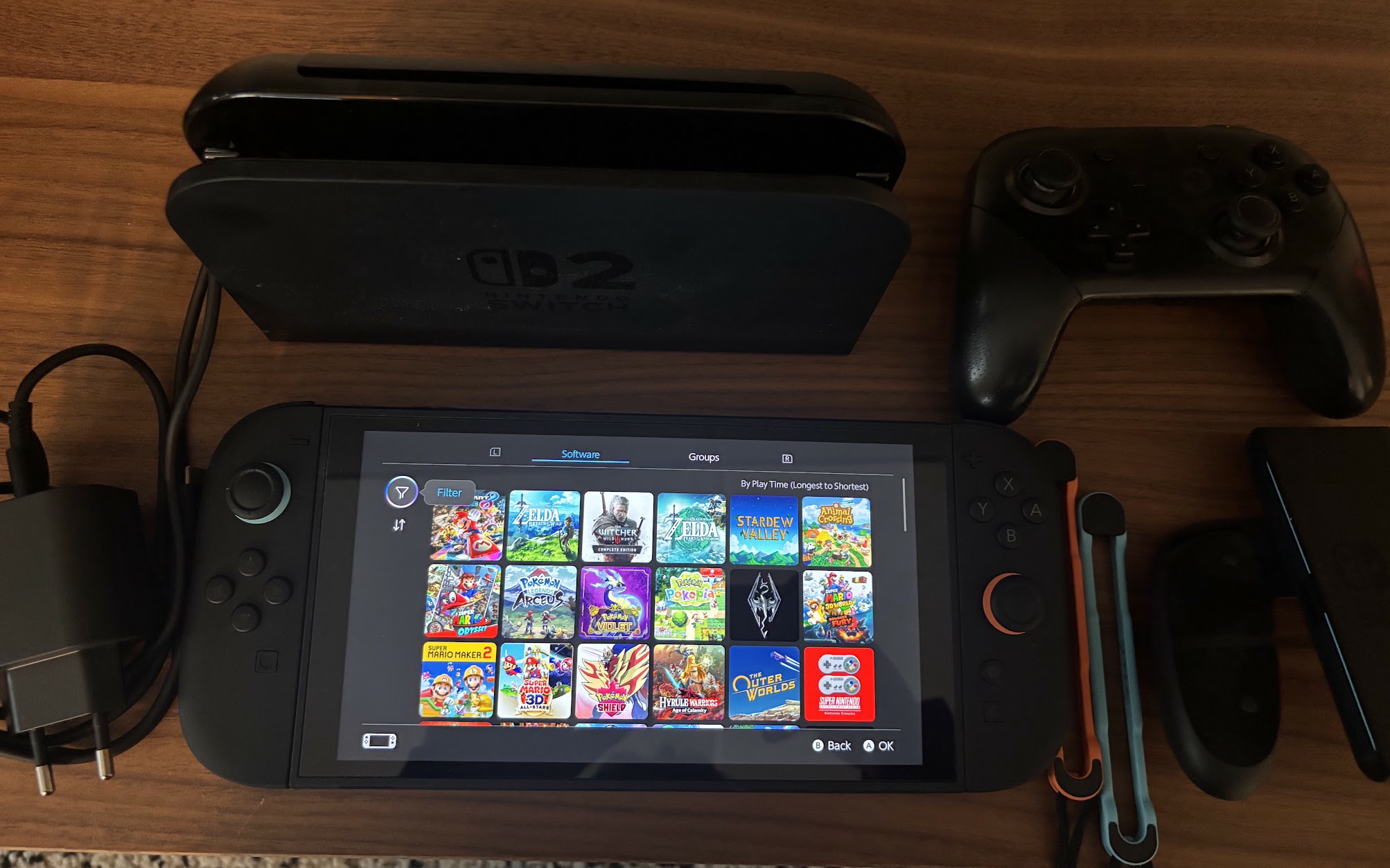 Nintendo switch 2 med pro controller og 75 spill