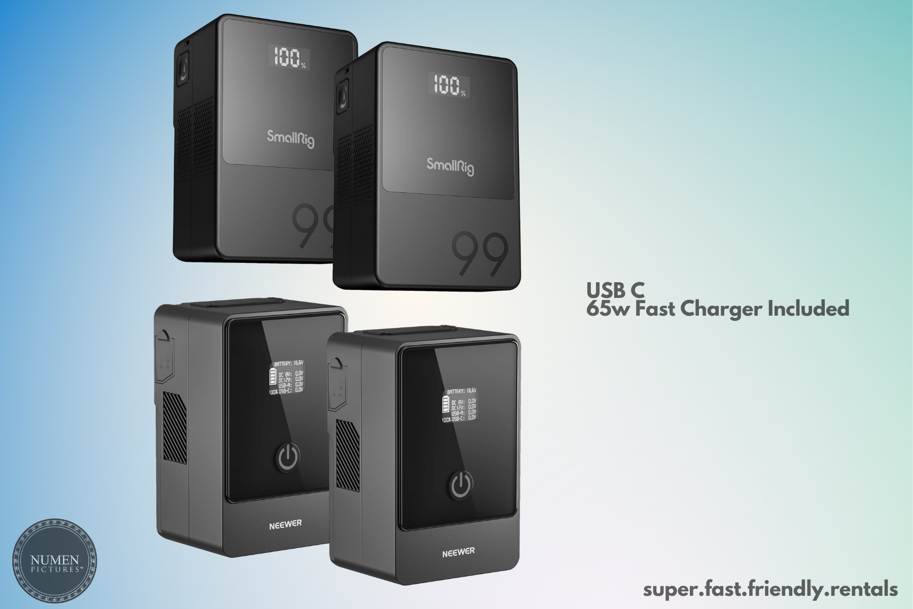 4 x v mount / lock battery and fast charger set (99wh)