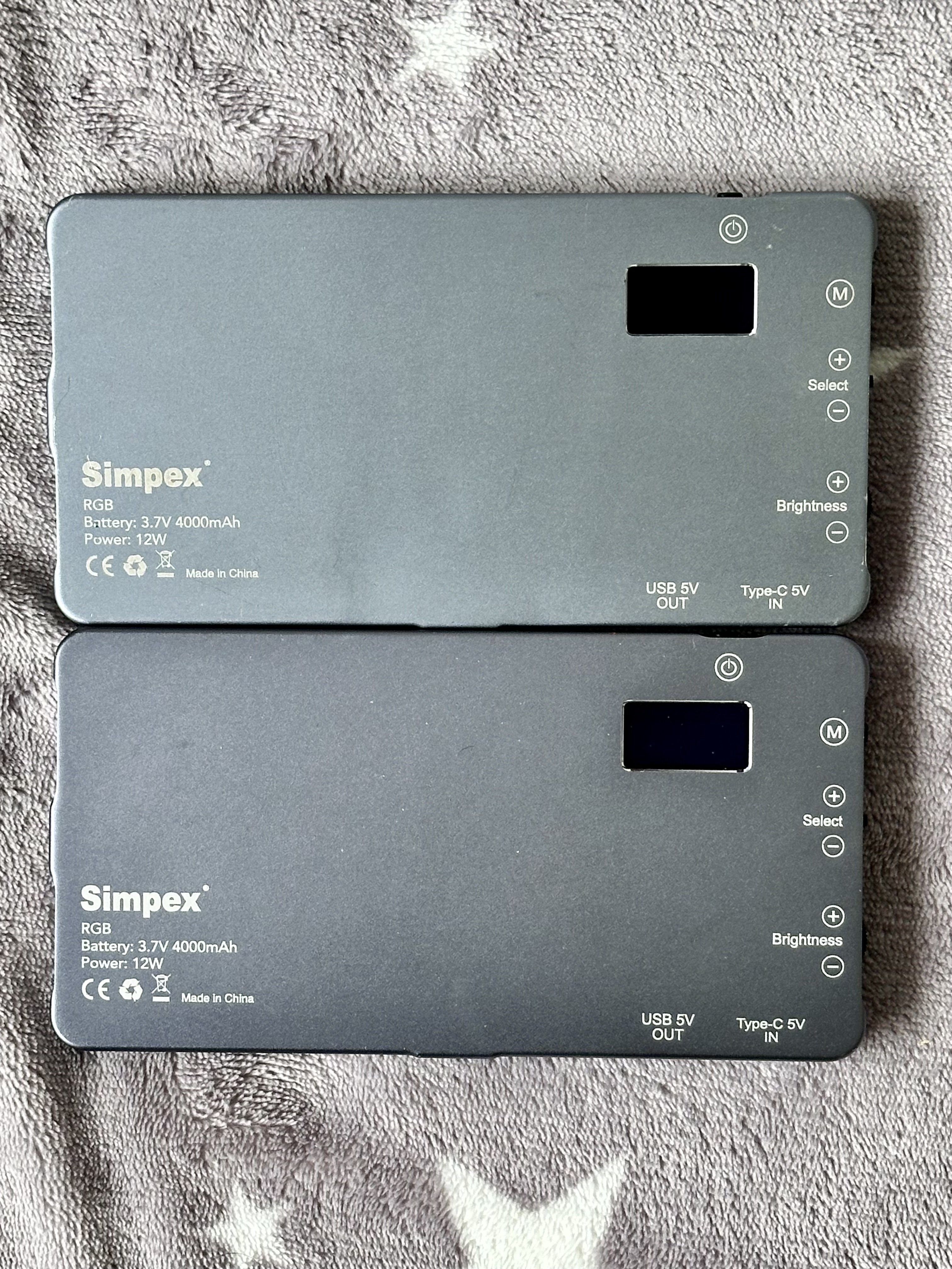 Pair of simpex rgb portable led light panels