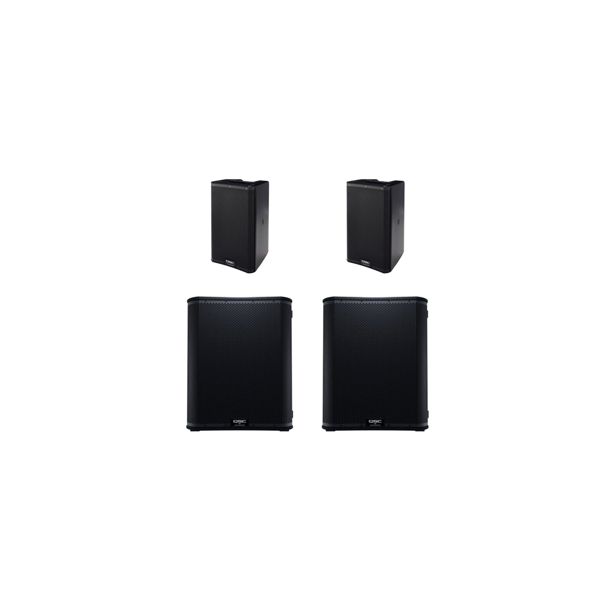 11,200w speaker package 2x 12” active pa speakers 2x 18” subwoofer bass ( qsc k12.2 + ks118 ) with stands or poles