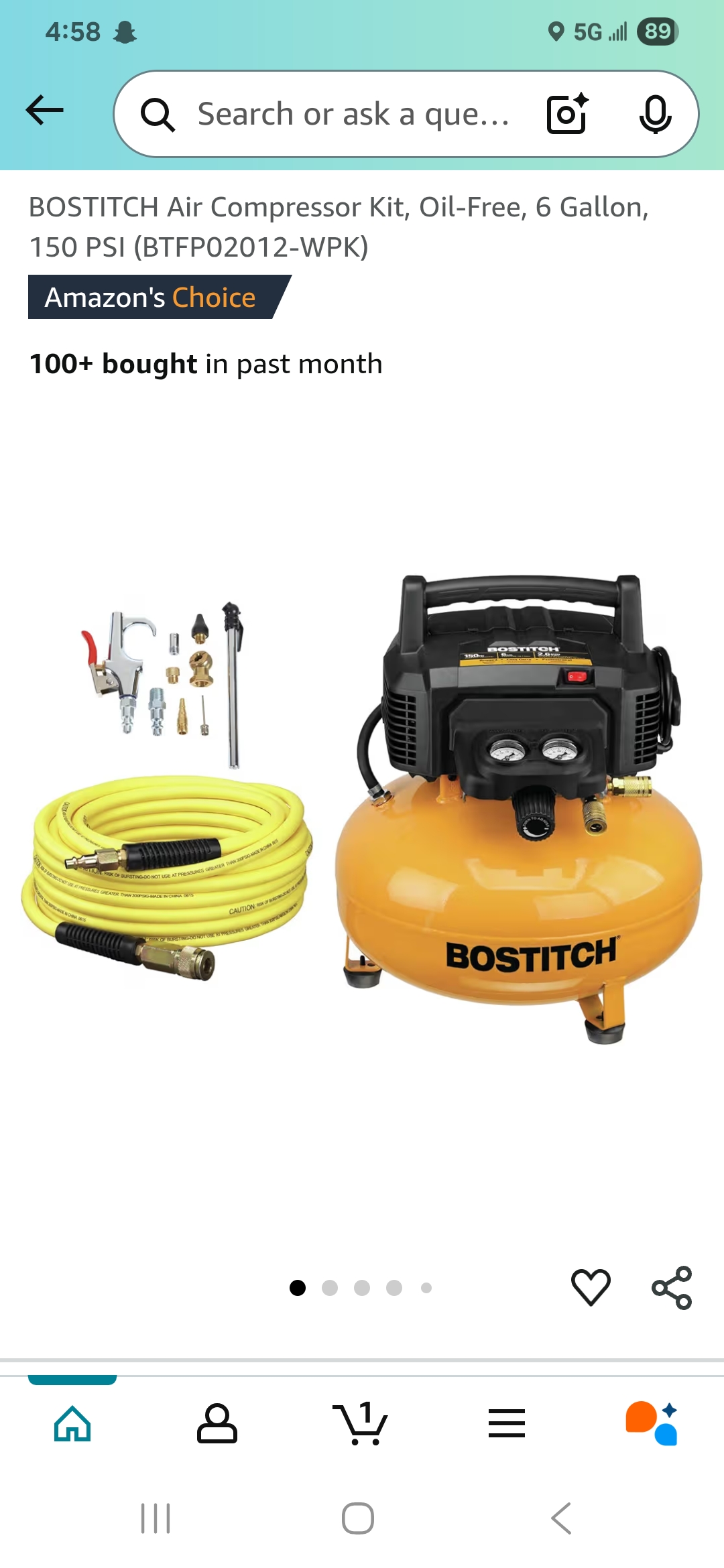 Bostich 6 gallon air compressor