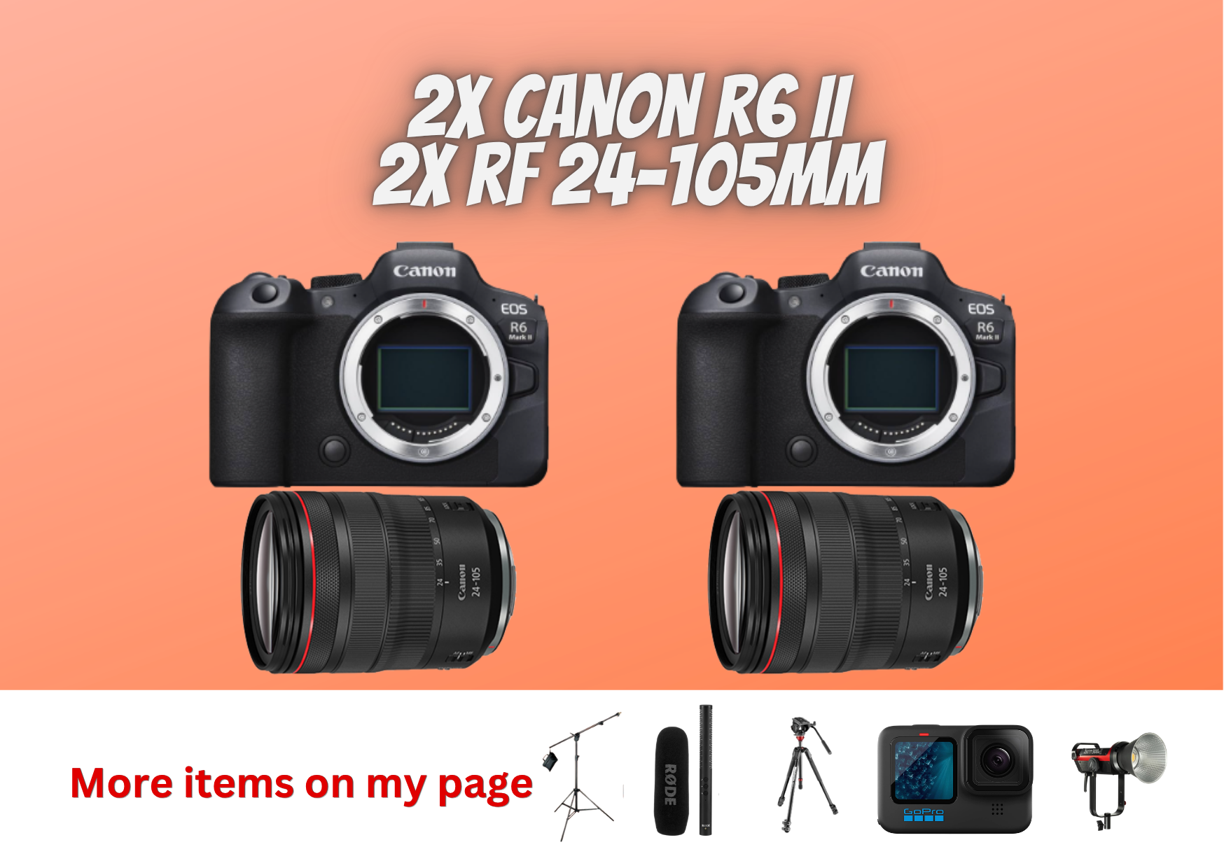 2x canon r6 mark ii + 2x canon rf 24-105 mm f4