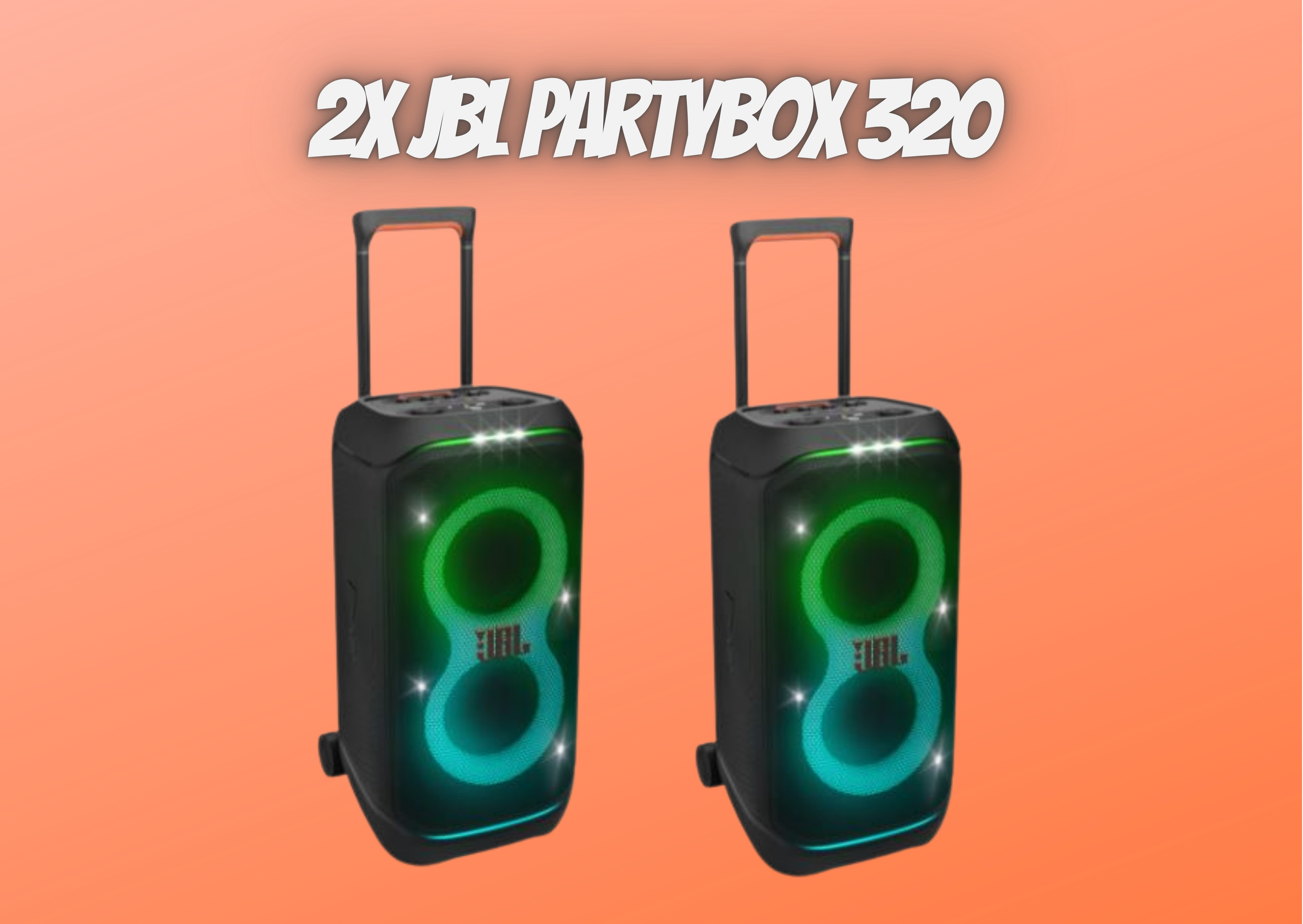 2x jbl partybox stage 320 portable bluetooth party speaker, 18 hours battery life - gb