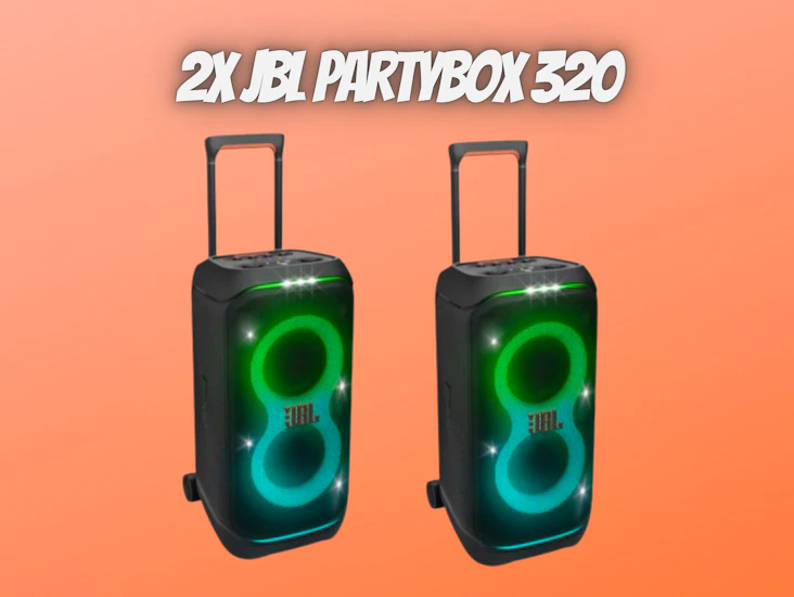 2x jbl partybox stage 320 portable bluetooth party speaker, 18 hours battery life - gb