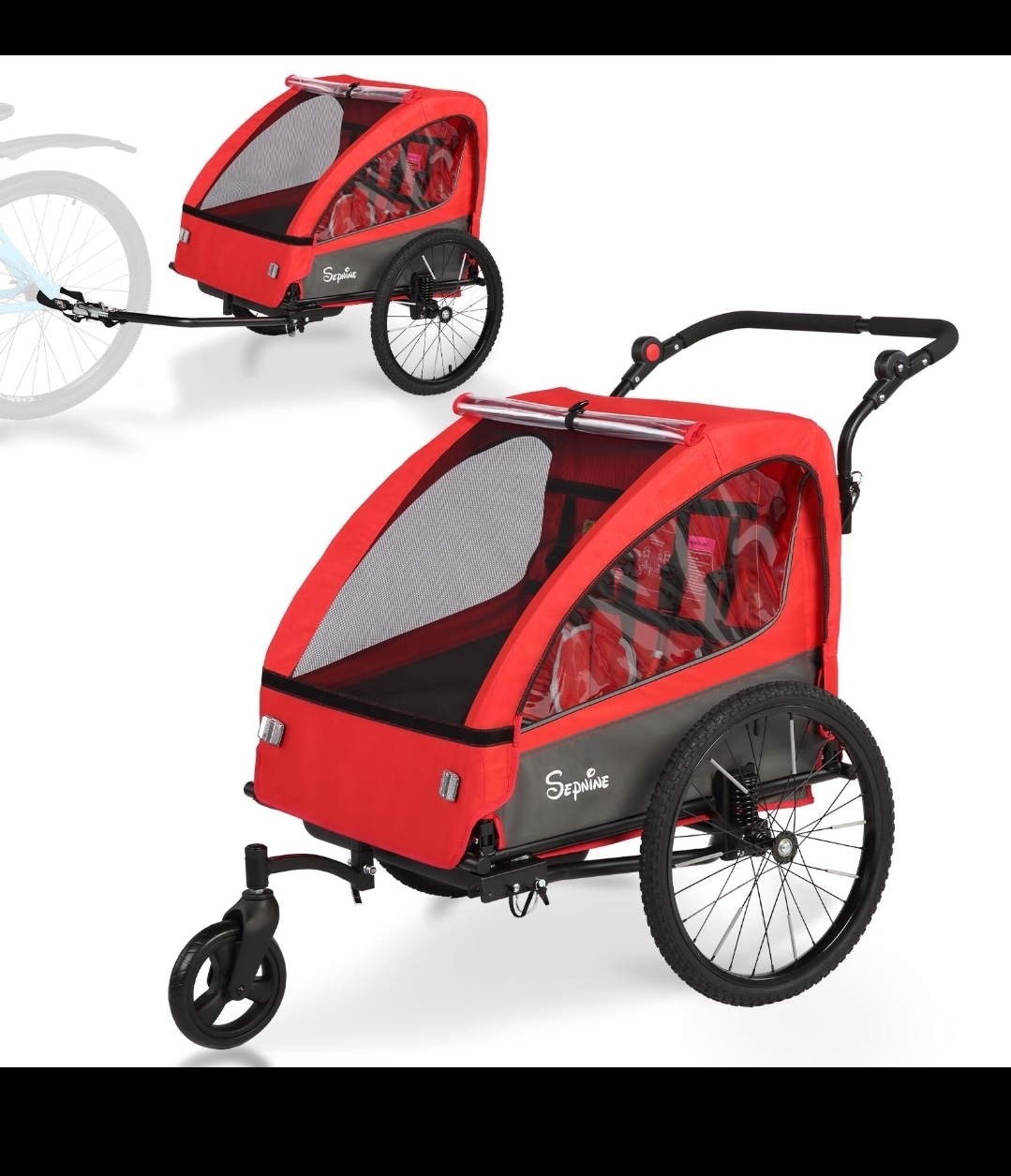 Cykelvagn för barn / barnvagn – kan användas som cykeltrailer och stroller