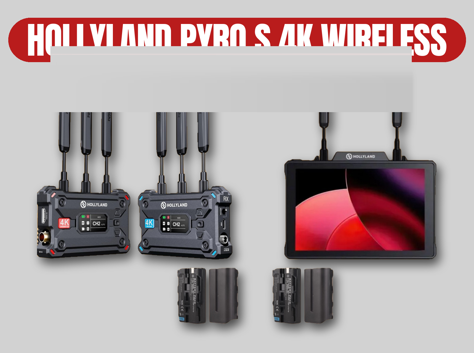 Hollyland pyro s 4k wireless video transmission system | 7” wireless monitor kit / hdmi / sdi transmitter receiver / teradek mars alternative