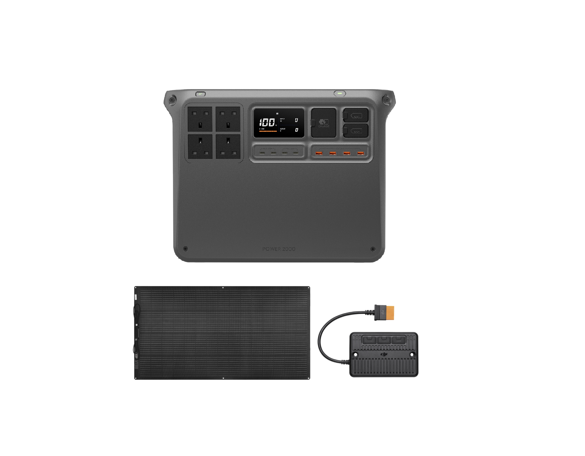 Dji power 2000 & 200w + flexible solar panel