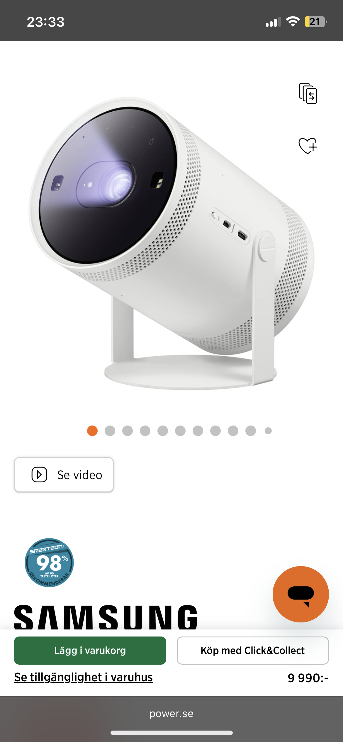 Samsung the freestyle 2nd gen bärbar projektor