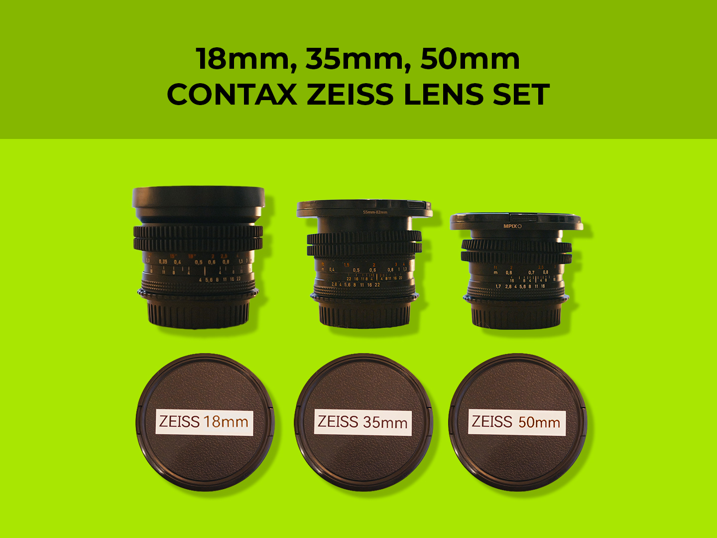 Contax zeiss vintage 3x lens set (18mm,35mm, 50mm)