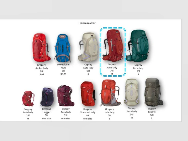 Ryggsekk 70l - osprey xena lady