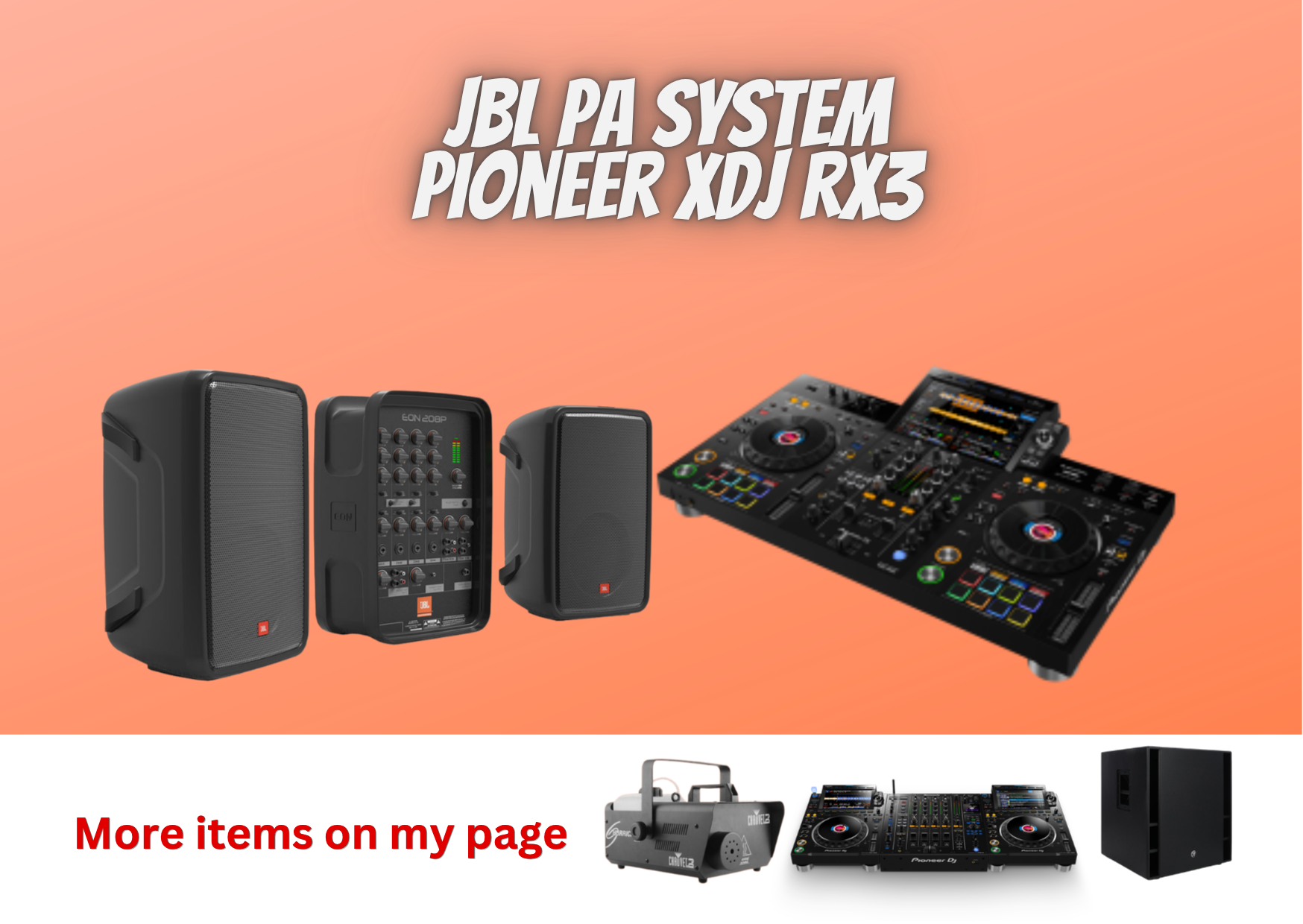  jbl speakers + mixer + pioneer dj decks xdj rx3