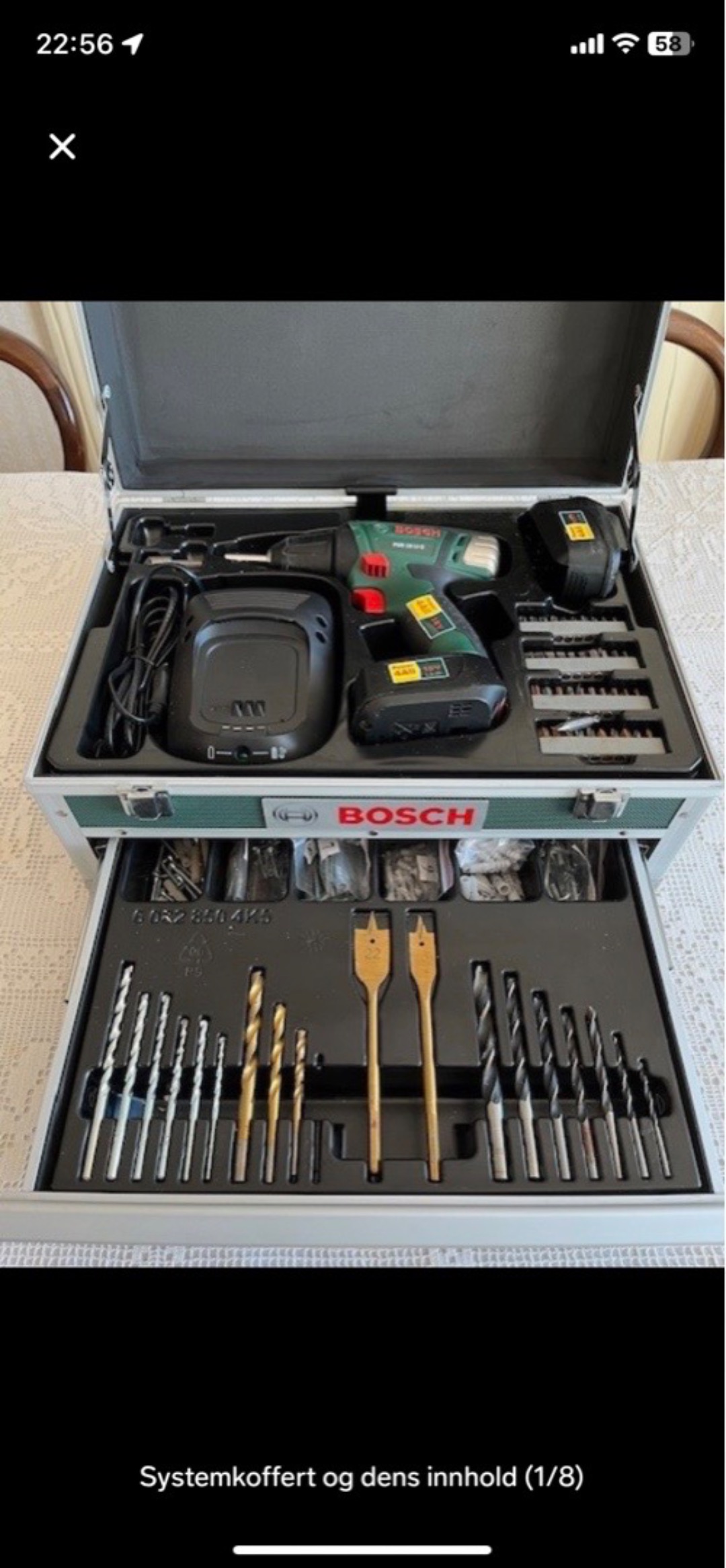 Bosch 18v drill med bor og bits