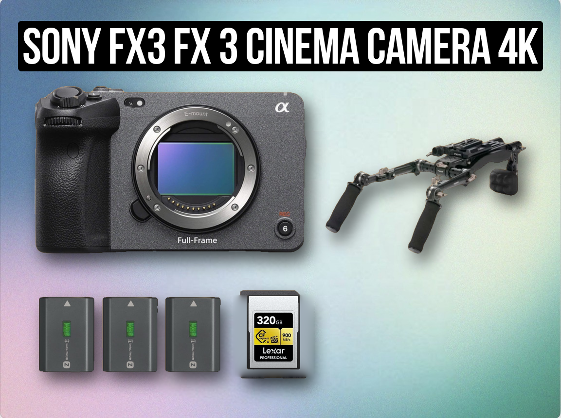 Sony fx3 fx 3 cinema camera 4k + shoulder rig tilta + batteries + sd card 
