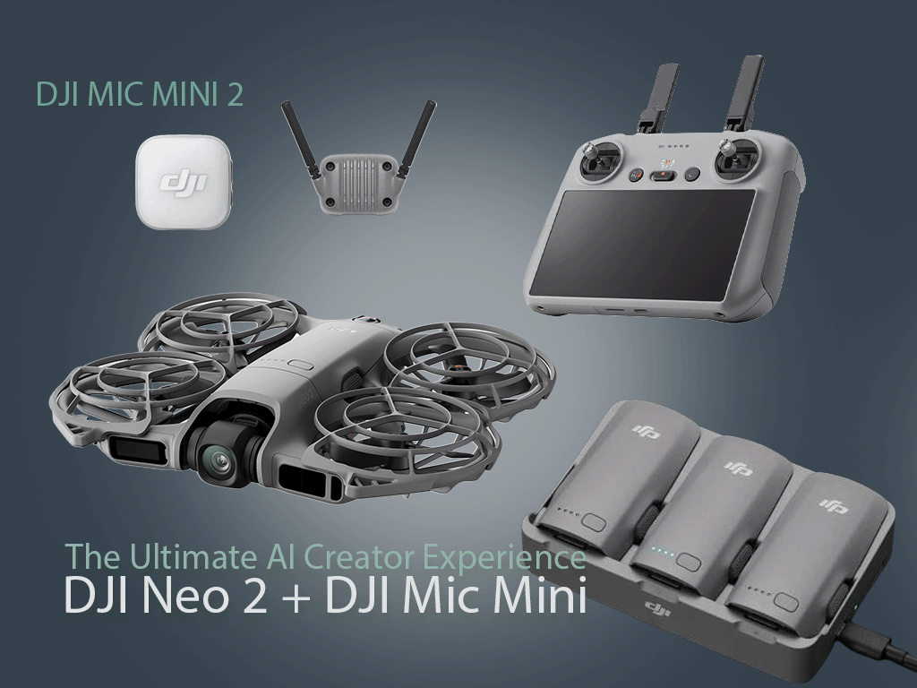 Dji neo 2 ai drone + mic mini 2, films you hands free with ai