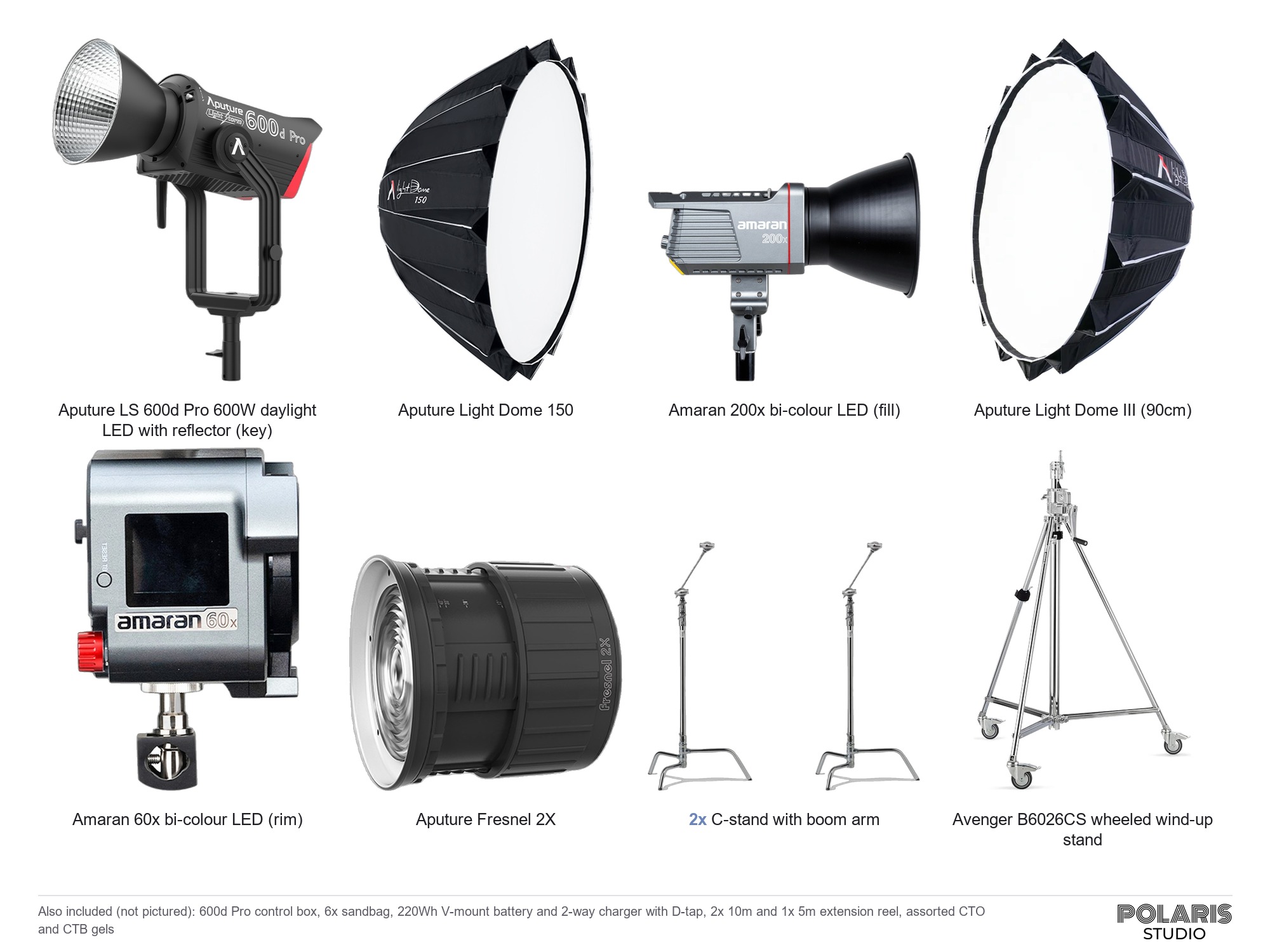 Aputure ls 600d pro three light interview kit with stands, softboxes and power