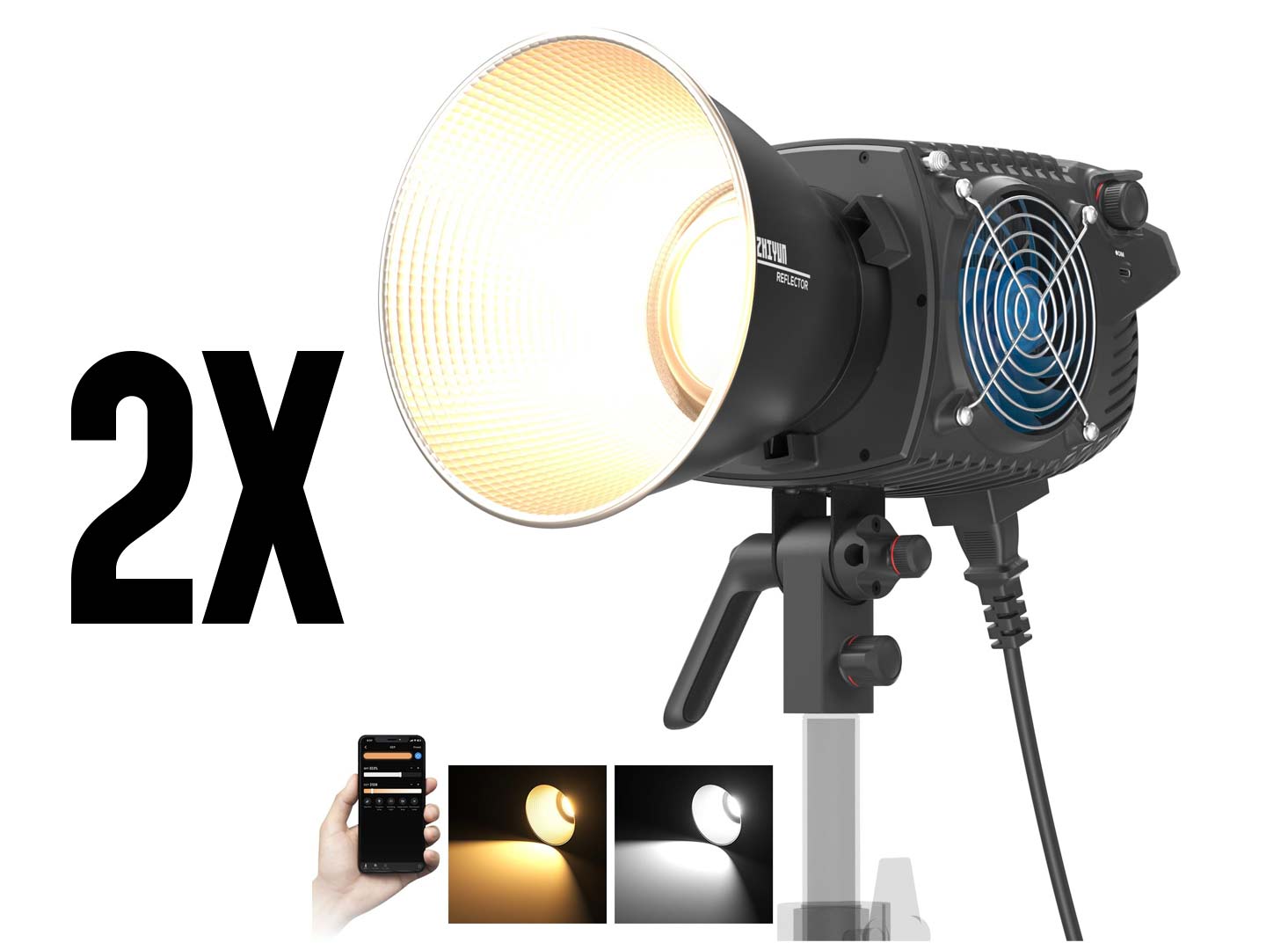2x zhiyun molus b500 led studio lights bi-colour