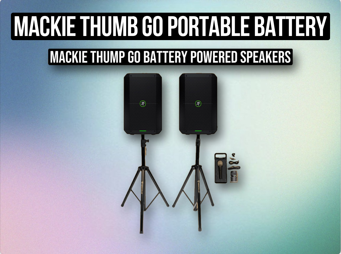Mackie thumb go portable battery powered speakers for events and parties and dj gigs, bluetooth, tws