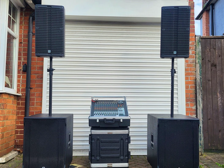 Sound system for musical event, dj & gigs hk tops and rcf subwoofer