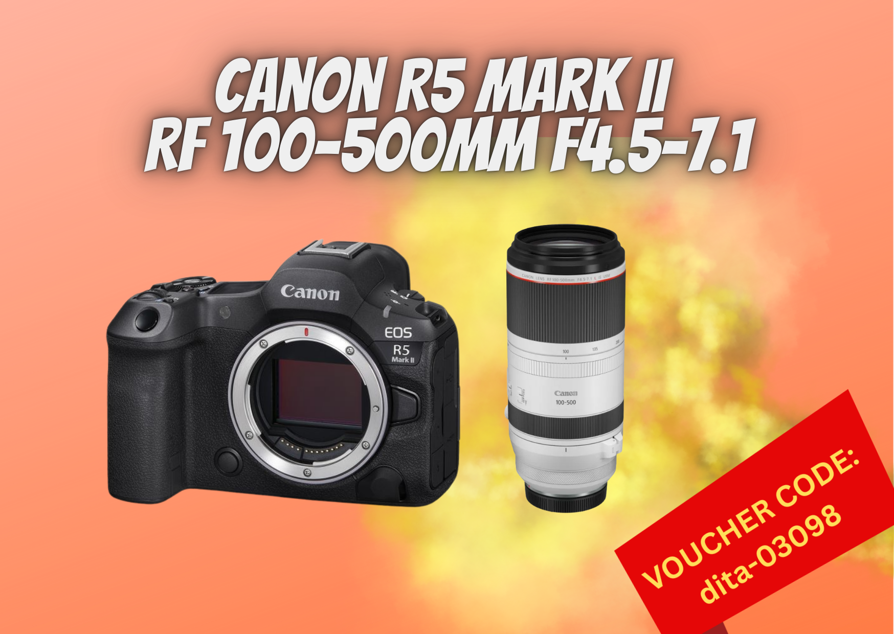 Canon r5 ii mark 2 + canon rf 100-500 mm lens f/4.5-7.1 bundle special offer zoom