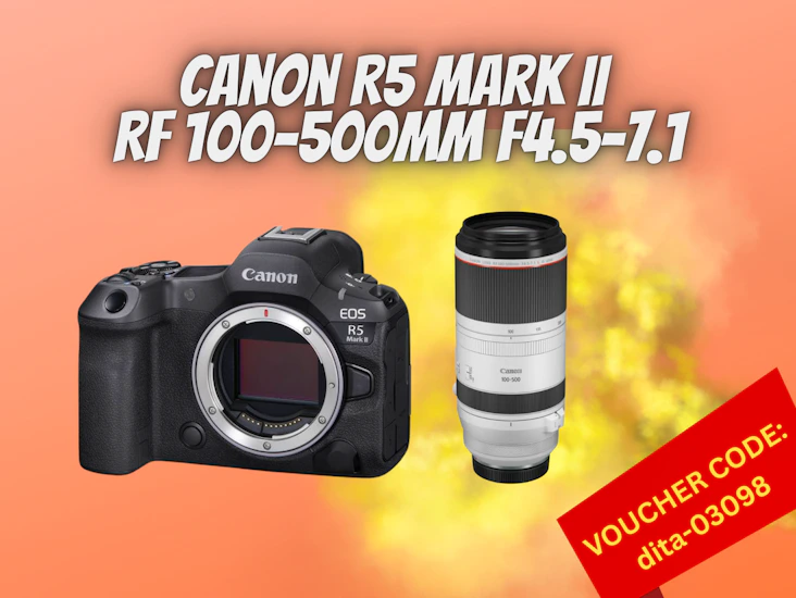 Canon r5 ii mark 2 + canon rf 100-500 mm lens f/4.5-7.1 bundle special offer zoom