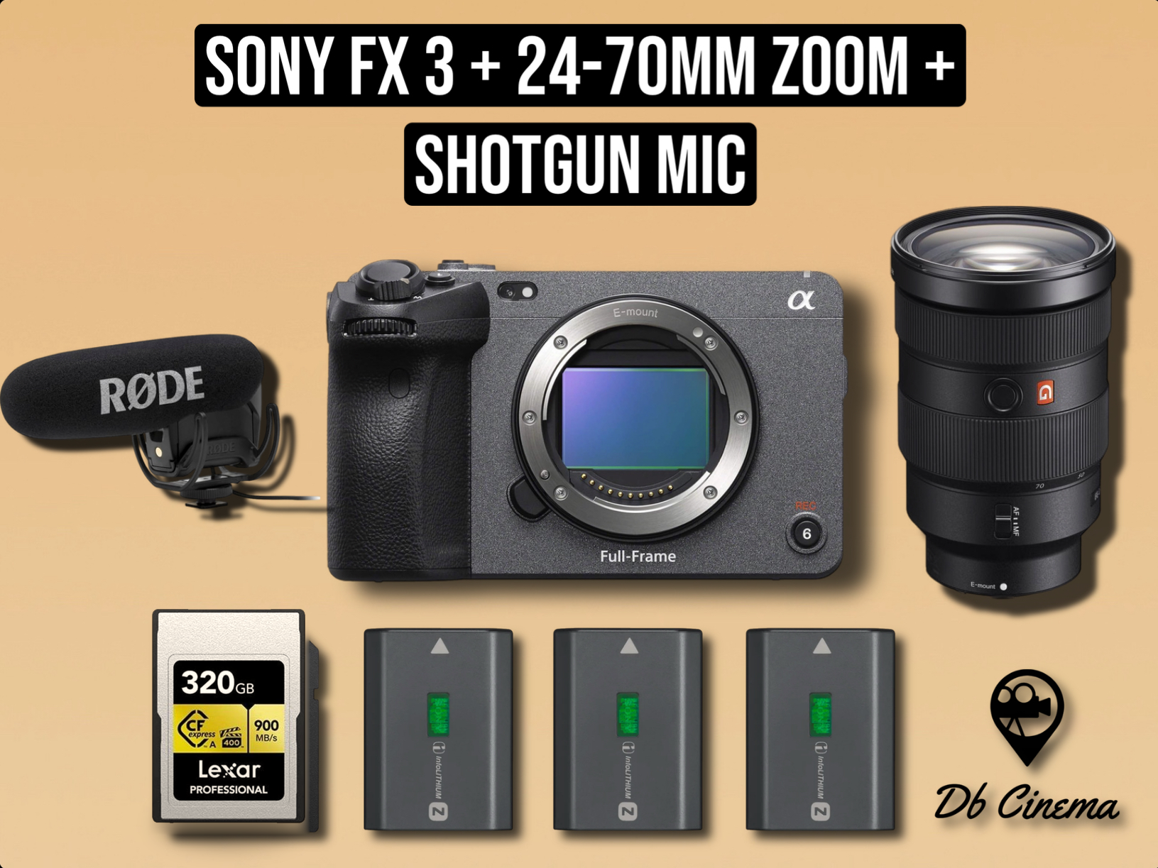 Sony fx 3 fx3 full frame + 24-70mm f2.8 zoom lens gmaster gm g-master + rode video mic pro plus shotgun microphone