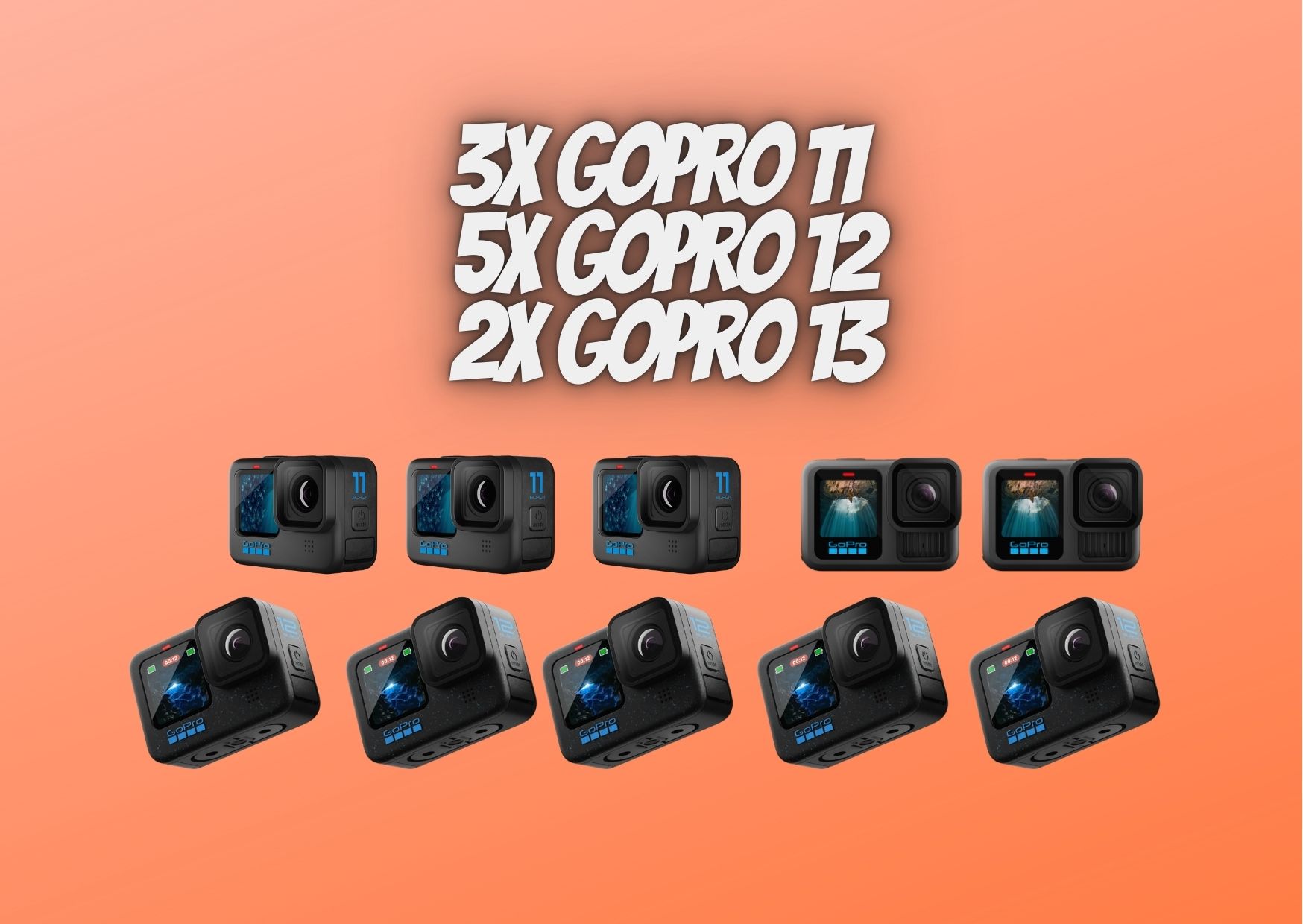 10x gopro (3x gopro 11 + 5x gopro 12 + 2x gopro 13)