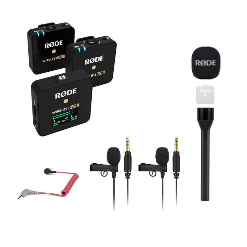 Røde wireless go ii (2 mikrofoner) samt handhållen enhet