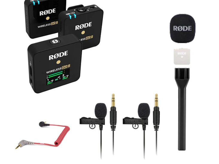 Røde wireless go ii (2 mikrofoner) samt handhållen enhet