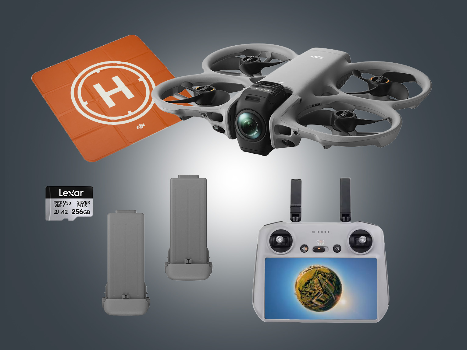 Dji avata 360 plus controller, 2 batteries, landing pad and 256gb card
