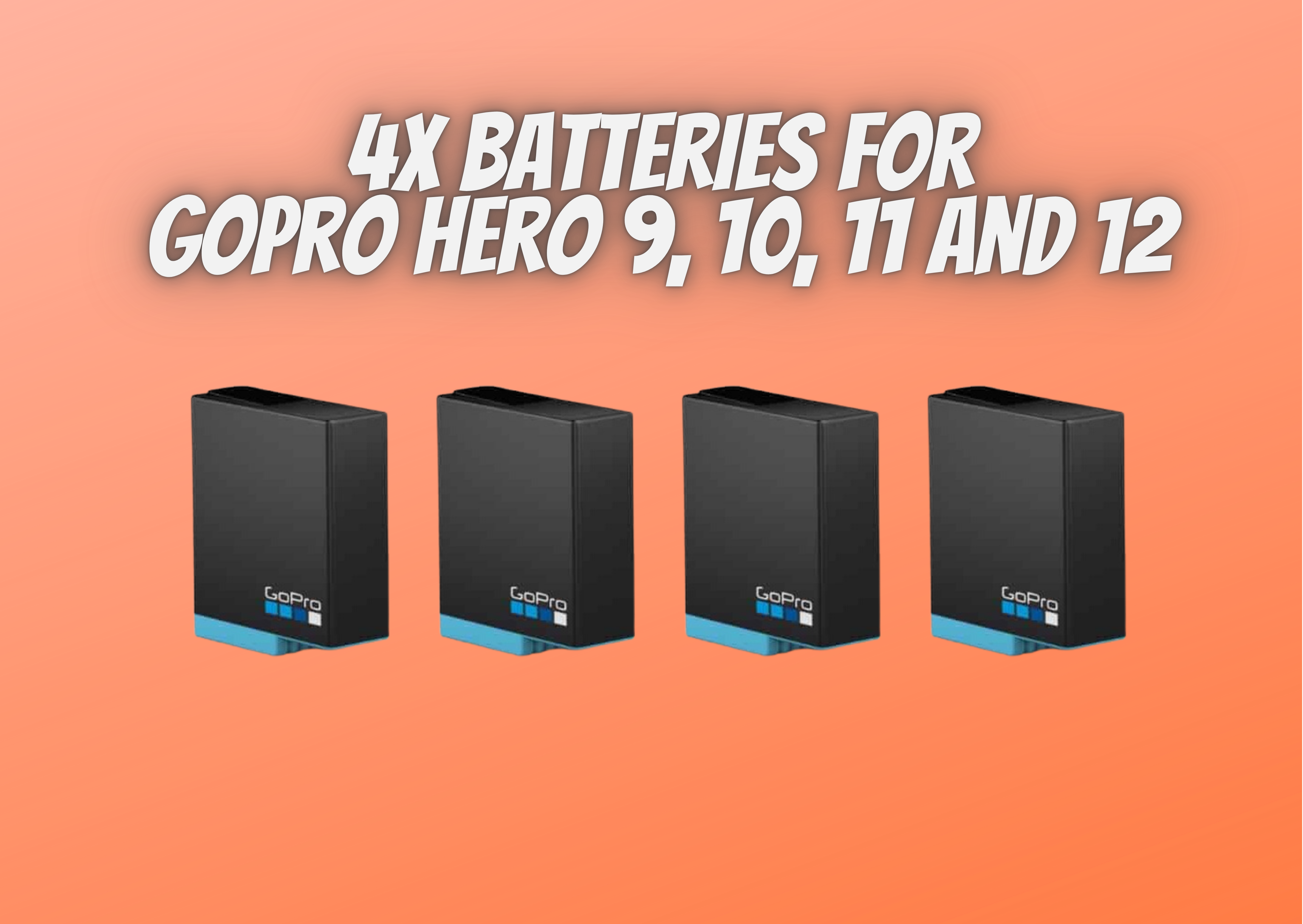 4x gopro batteries for gopro hero 9, 10, 11, 12, battery