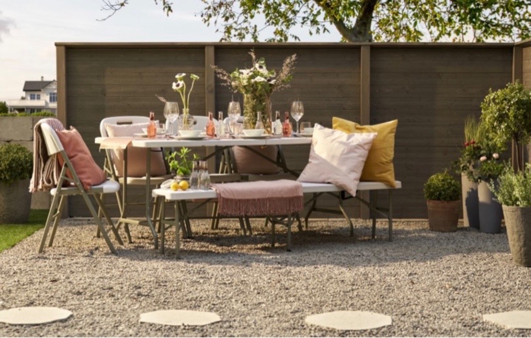 2 stk sammenleggbart bord 180x76x74 cm