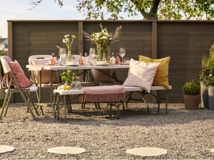 2 stk sammenleggbart bord 180x76x74 cm