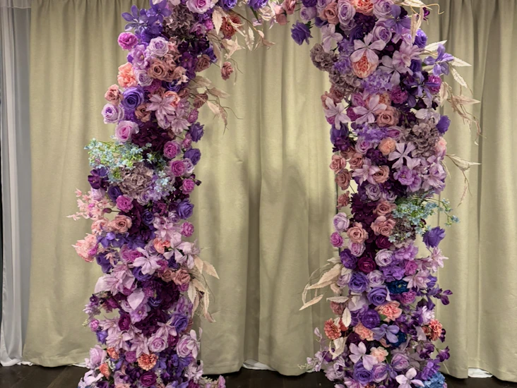 Purple rose hydrangea flower arch | floral arch | flower backdrop | wedding, birthday & party decor