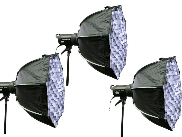 3 st softboxar komplett med stativ.