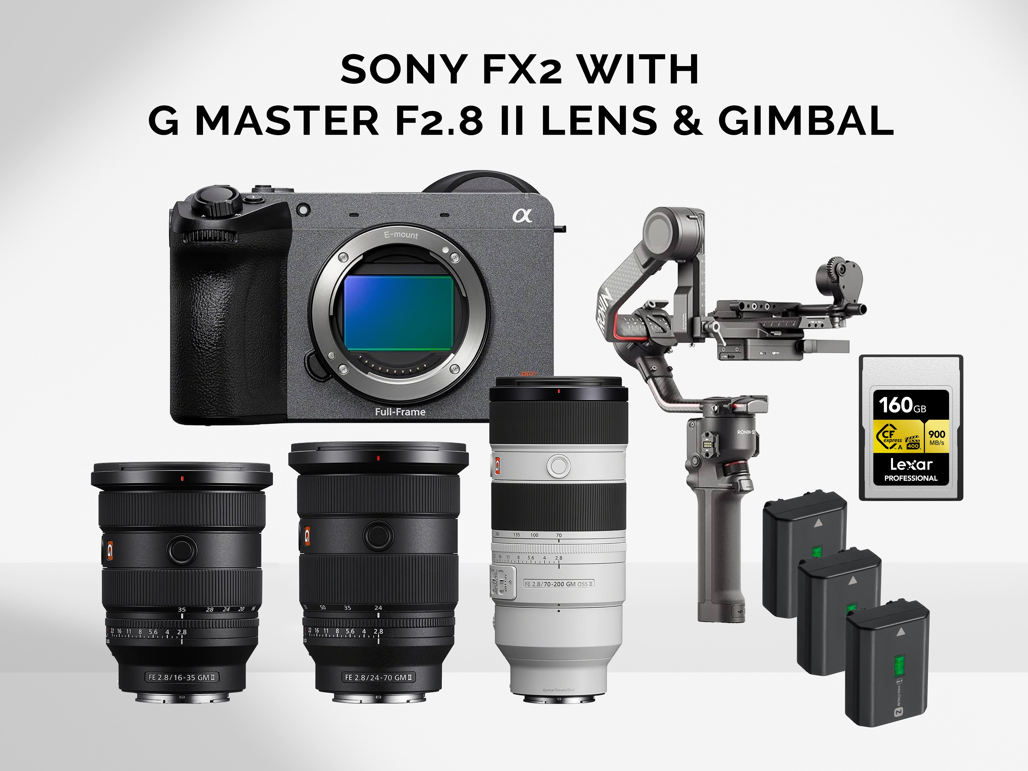 Sony fx2 with dji pro gimbal and 16-35 or 24-70 or 70-200 f2.8 gm ii lens package