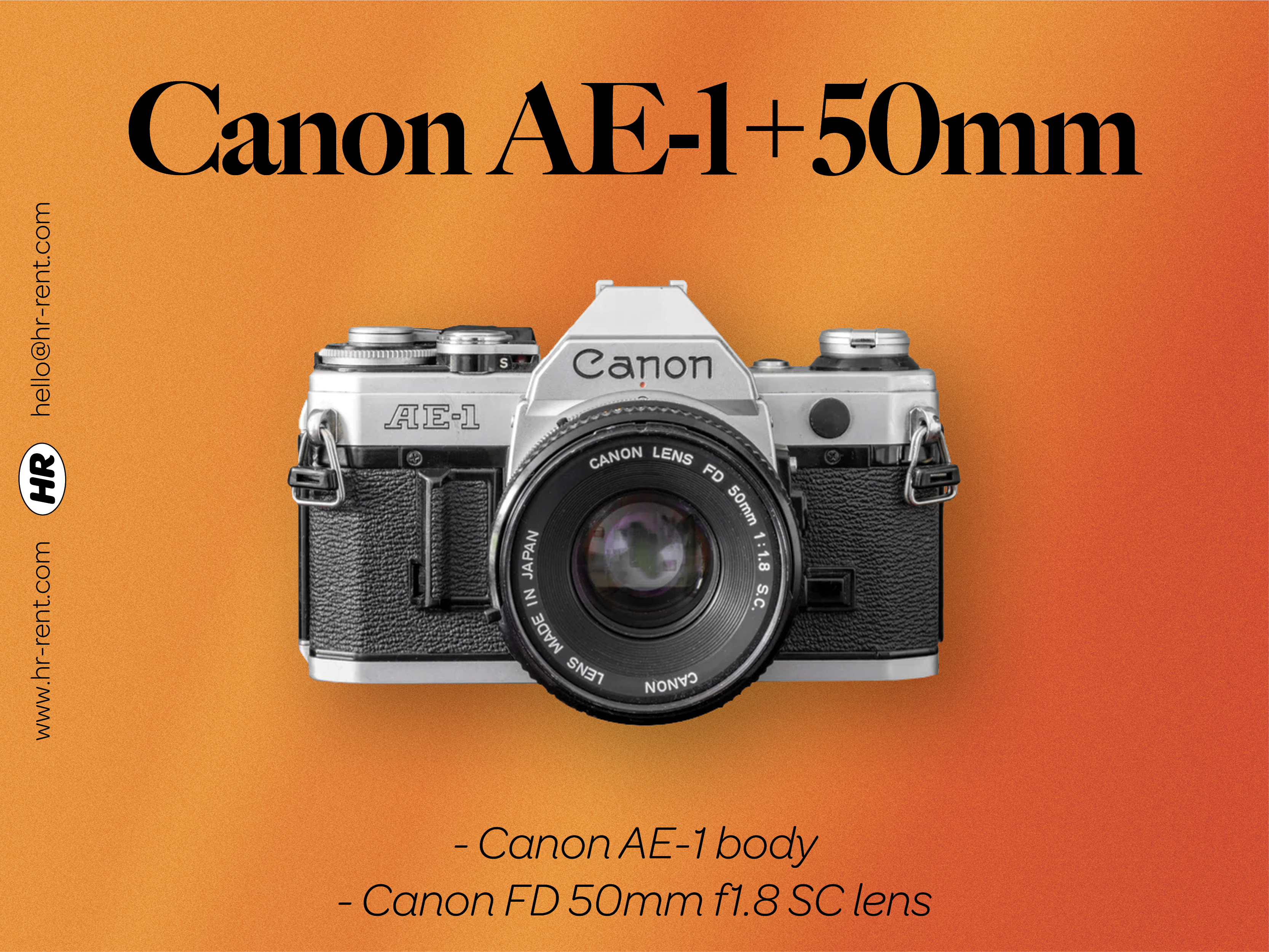 Canon ae-1 + fd 50mm f1.8 (35mm film camera)